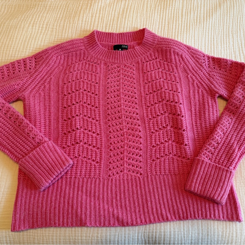 Aqua Vibrant Pink Knit Sweater